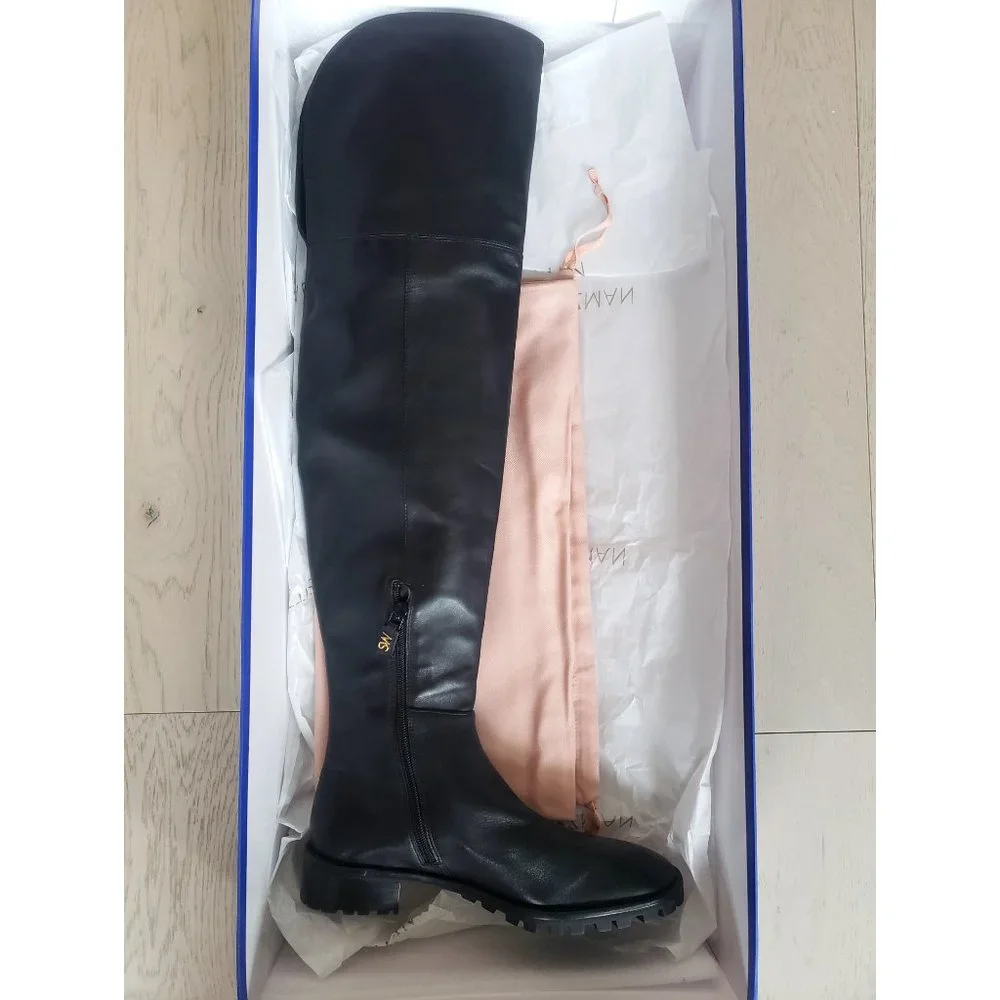 NIB STUART WEITZMAN Amber Over The Knee Nappa Leather Boots Black Sz 8 - Picture 11 of 16